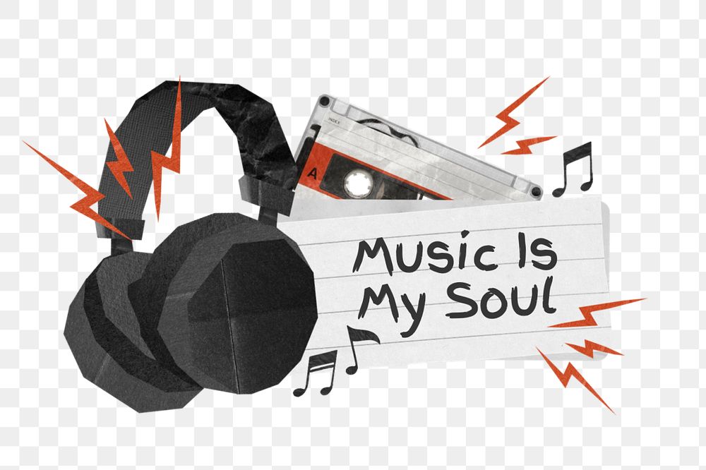 Music quote, headphones paper craft remix, editable design