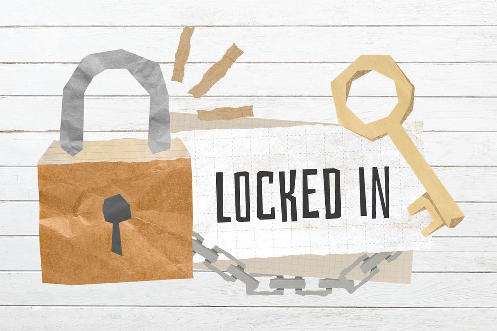 Locked in, lock and key paper craft remix, editable design