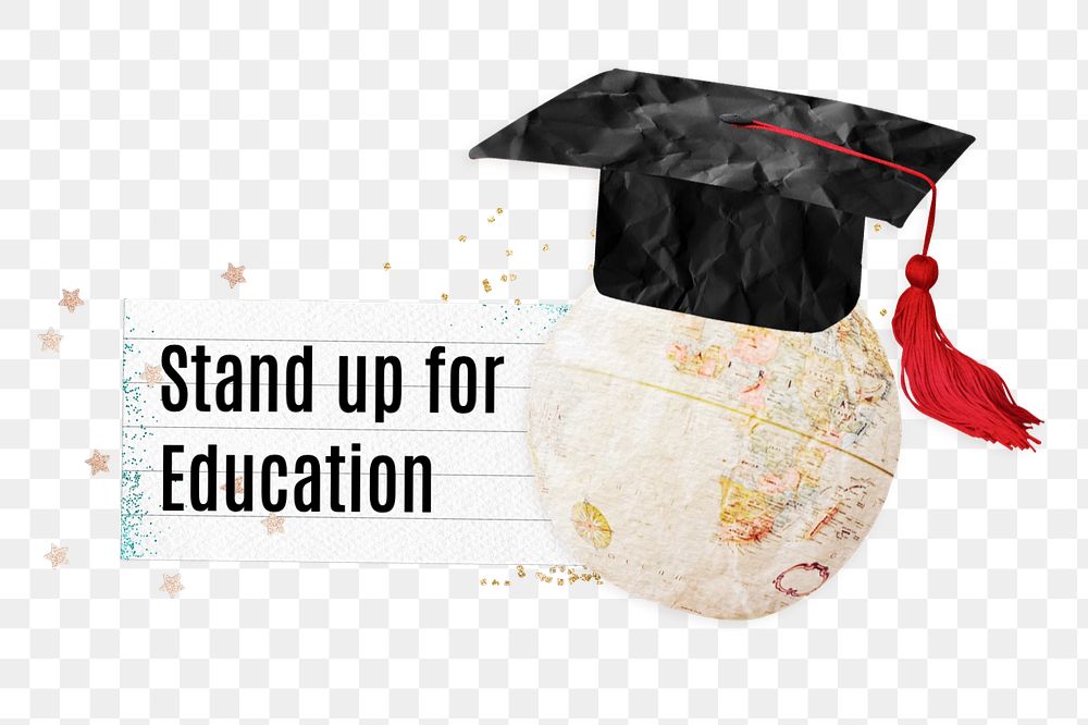 Stand up for education, paper craft remix, editable design