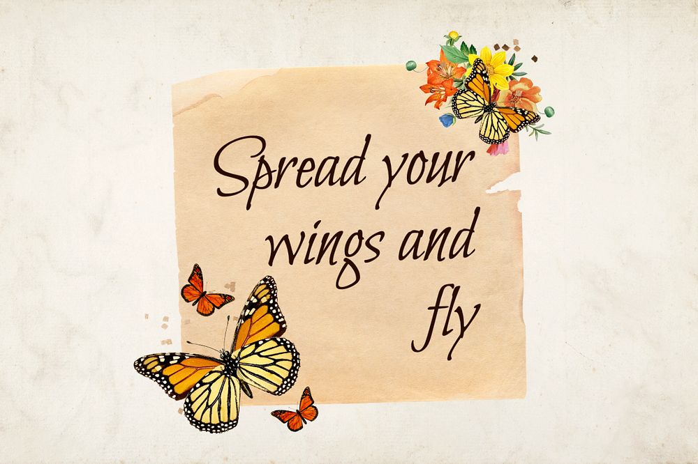 Motivational quote, butterfly paper craft remix, editable design