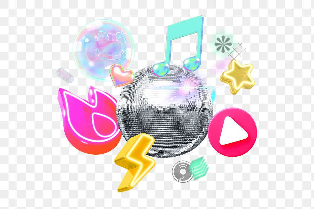 Disco night png element, 3d remix, editable design