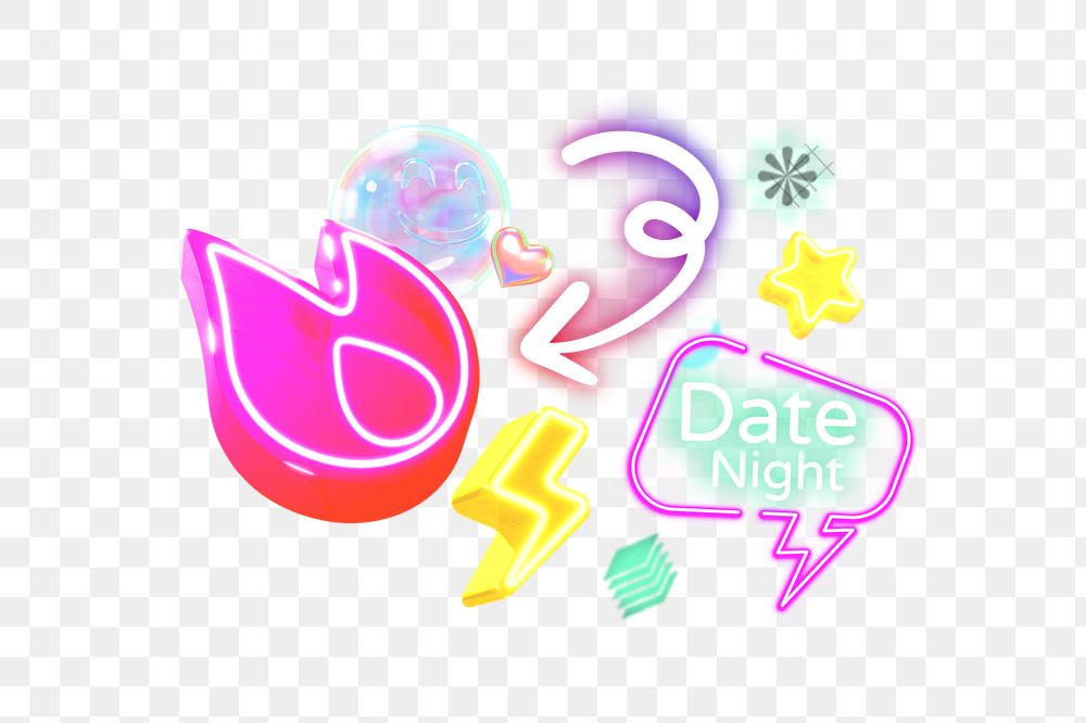 Date night png element, 3d remix, editable design