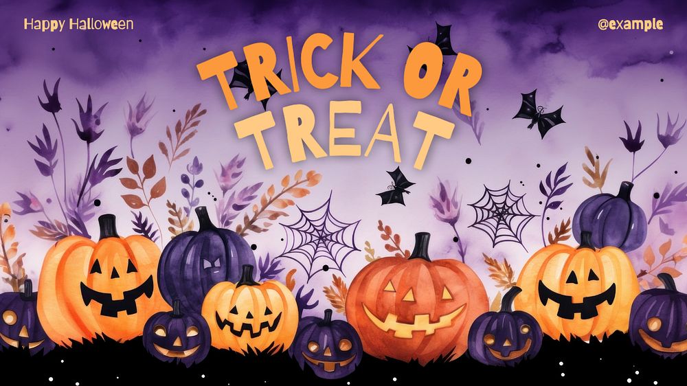 Trick or treat blog banner template, editable text