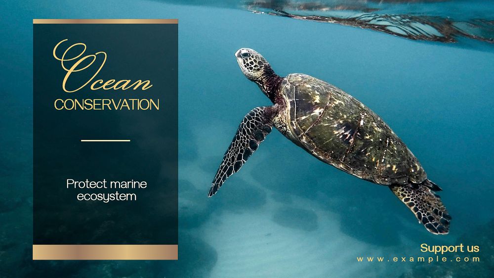 Ocean conservation blog banner template, editable text