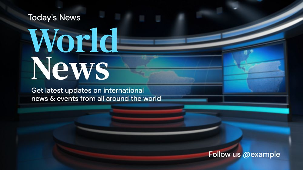 World news blog banner template, editable text