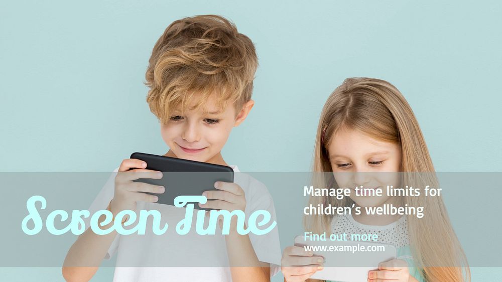 Screen time blog banner template, editable text