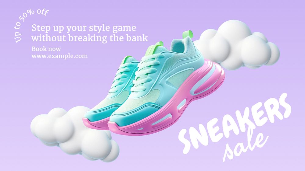 Sneakers sale blog banner template, editable text