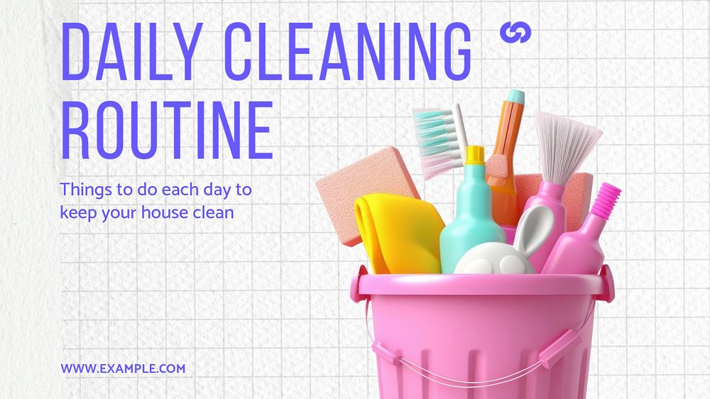 Daily cleaning routine blog banner template, editable text