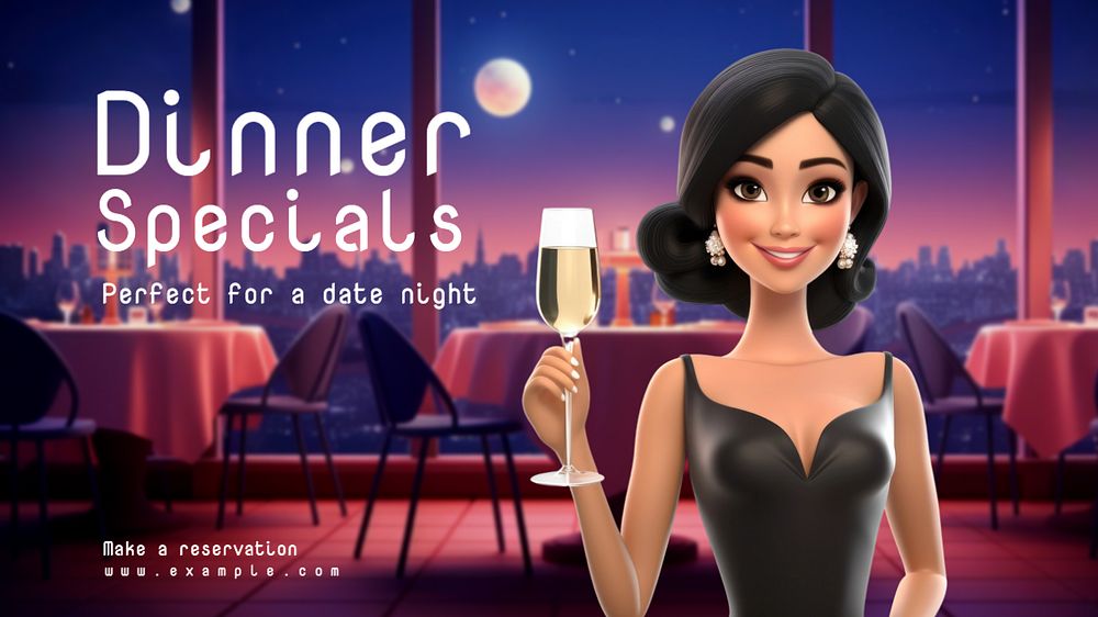 Dinner specials blog banner template, editable text