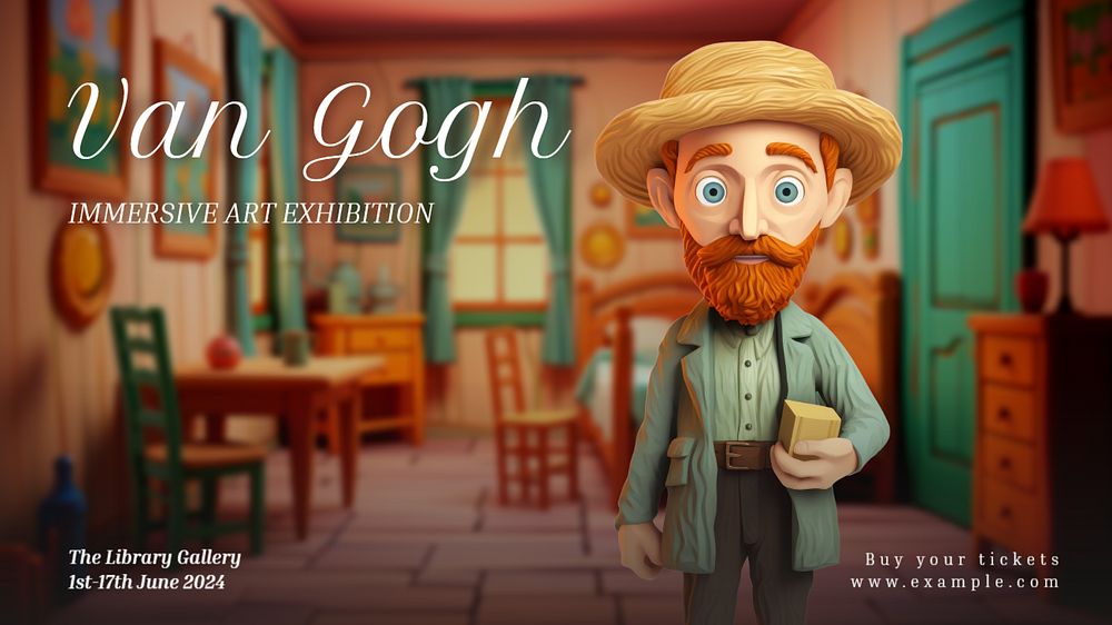 Van Gogh exhibition blog banner template, editable text