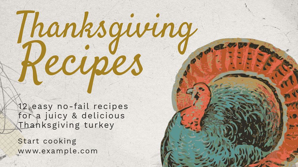 Thanksgiving recipe blog banner template, editable text