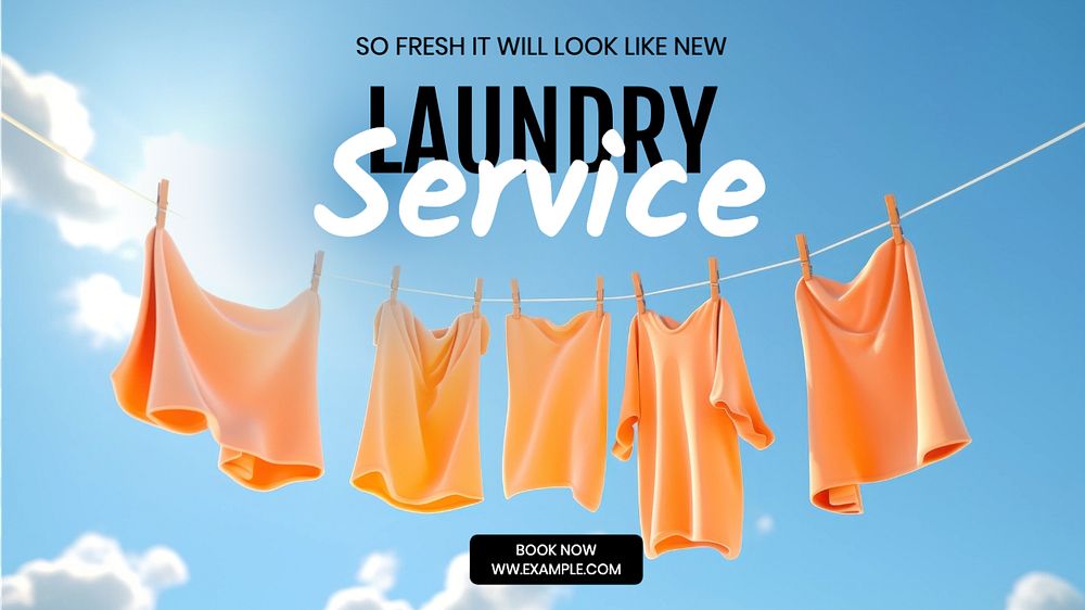 Laundry service blog banner template, editable text