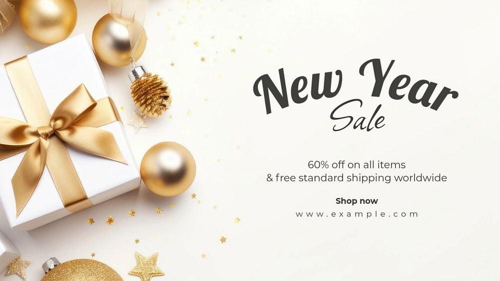 New Year sale blog banner template, editable text