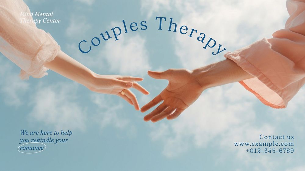 Couple therapy blog banner template, editable text