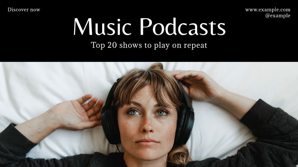 Music podcasts blog banner template, editable text