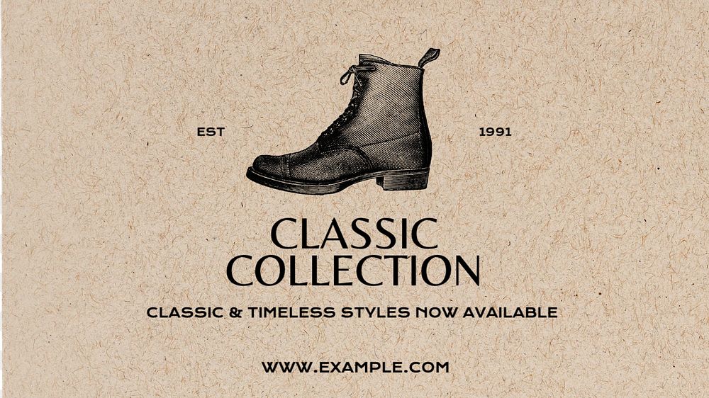 Classic collection blog banner template, editable text