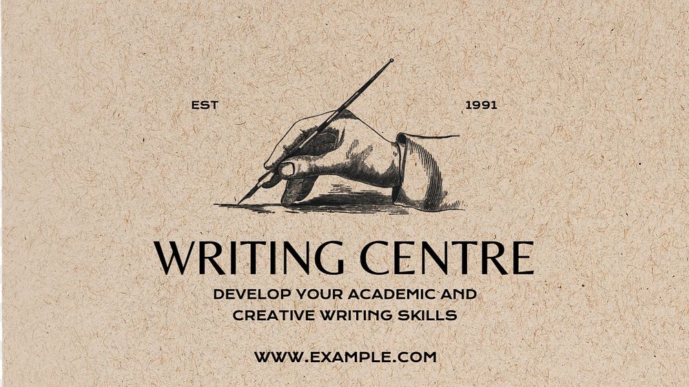 Writing centre blog banner template, editable text