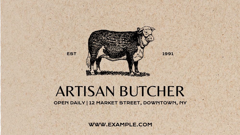 Artisan butcher blog banner template, editable text