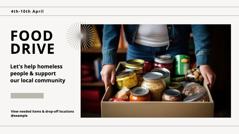 Food drive blog banner template, editable text