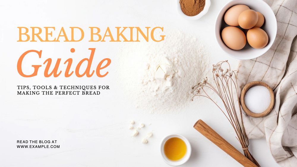 Bread baking guide blog banner template, editable text