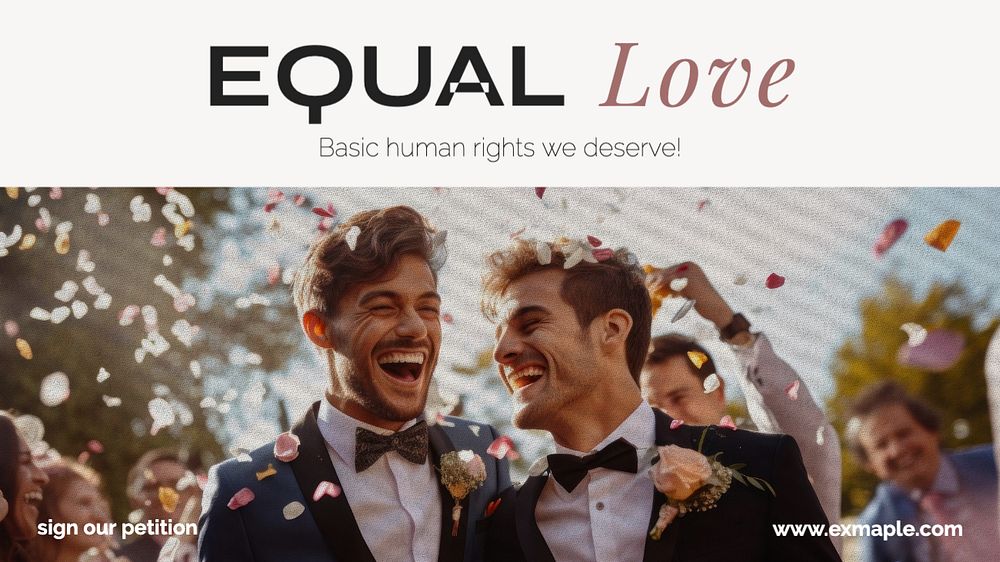 Equal love blog banner template, editable text