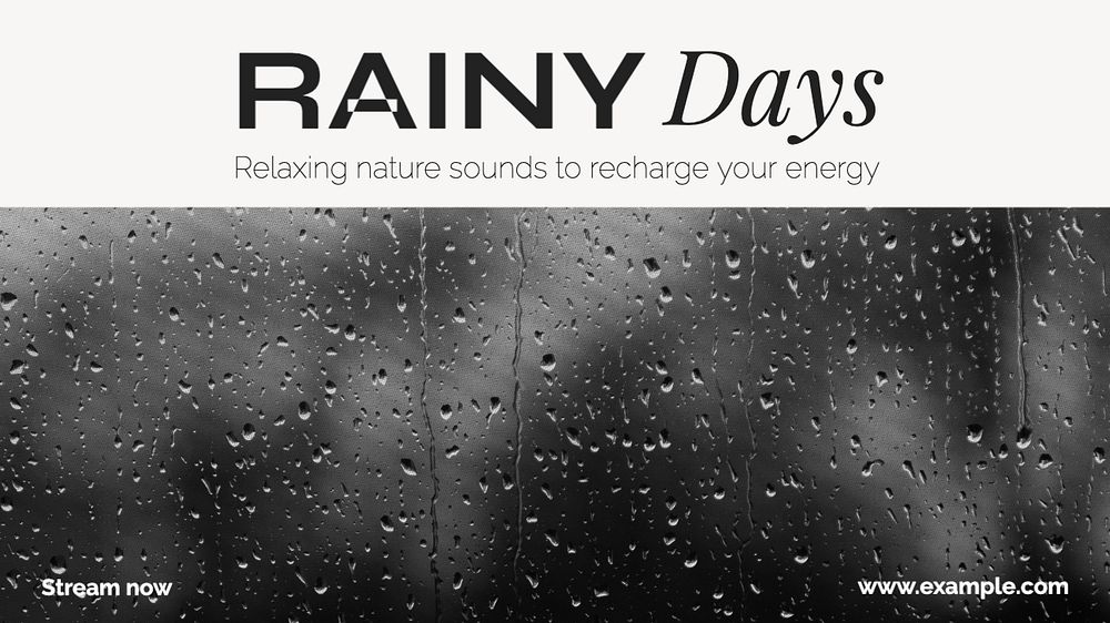 Rainy days blog banner template, editable text