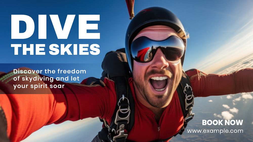 Skydiving blog banner template, editable text