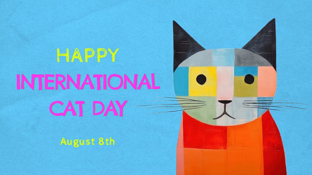 International cat day blog banner template, editable text