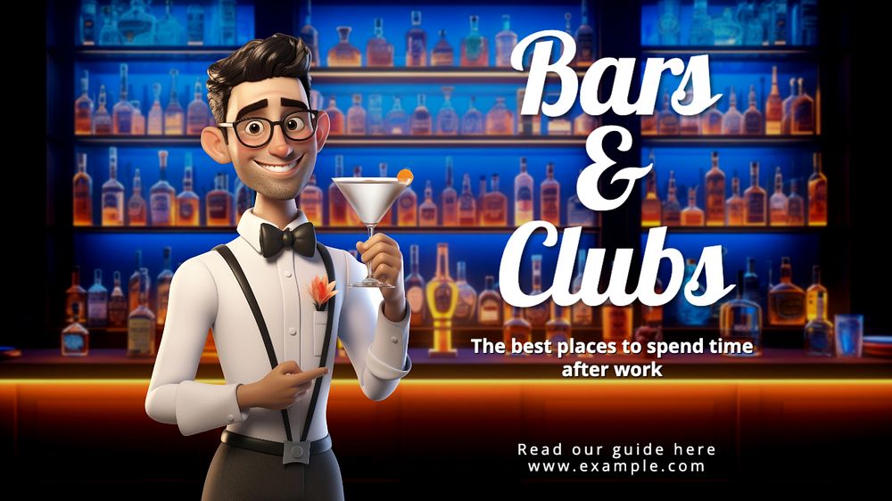 Bar & club blog banner template, editable text