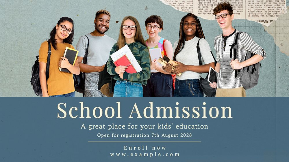 School admission blog banner template, editable text