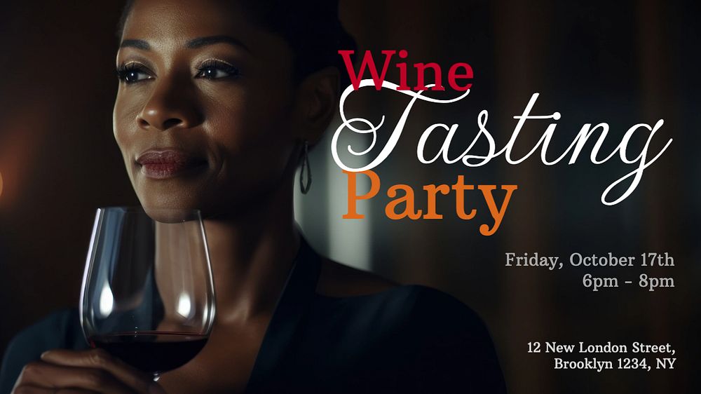 Wine tasting party Facebook cover template, editable design