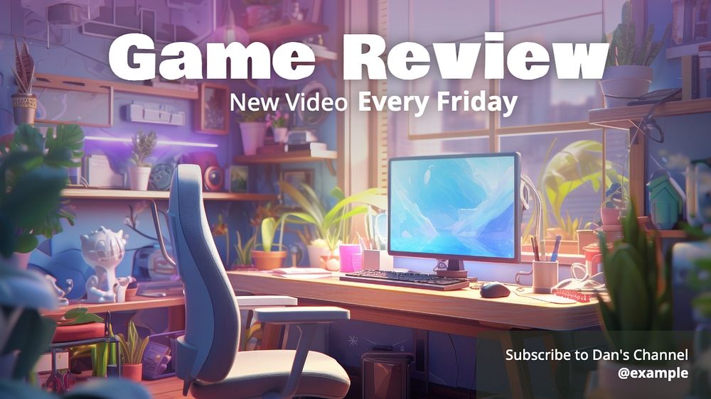 Game review blog banner template, editable text