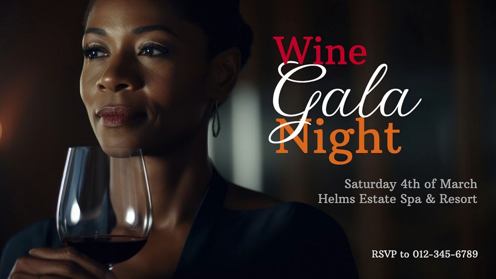 Wine gala night Facebook cover template, editable design