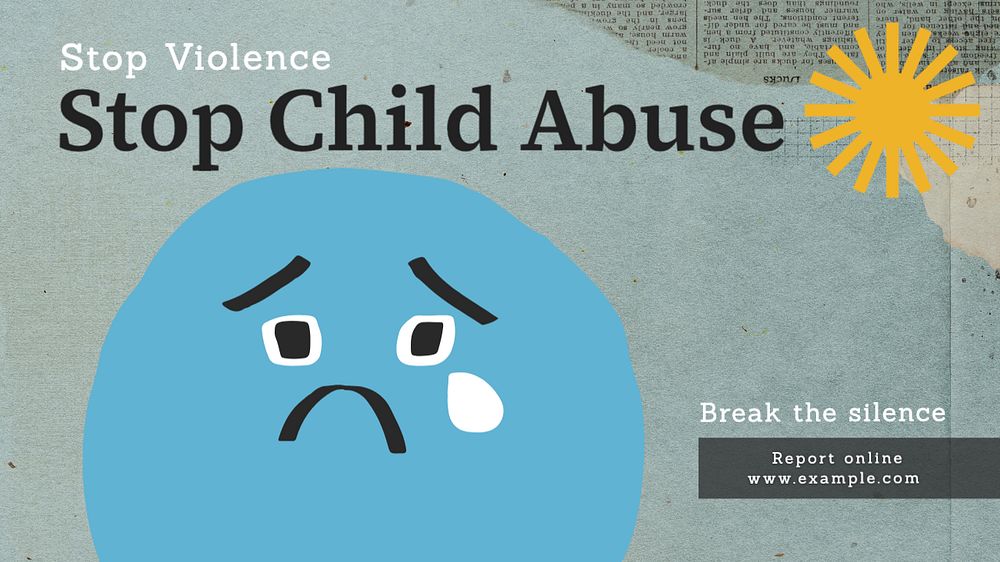 Child abuse blog banner template, editable text