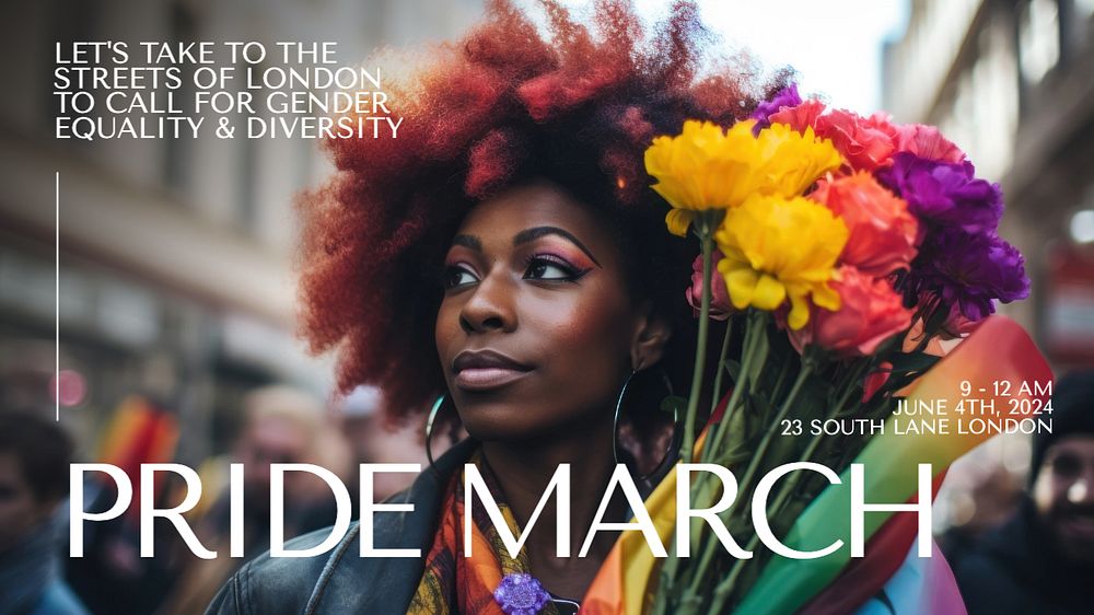 Pride march blog banner template, editable text