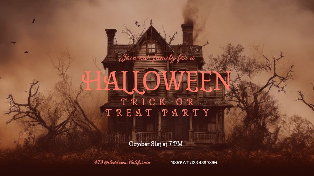 Halloween party blog banner template, editable text