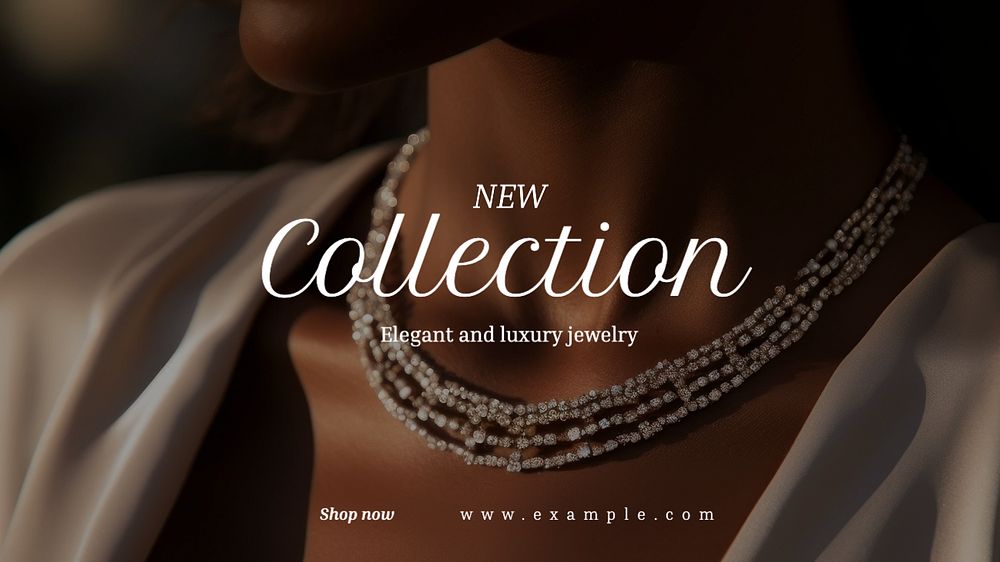 New jewelry collection blog banner template, editable text