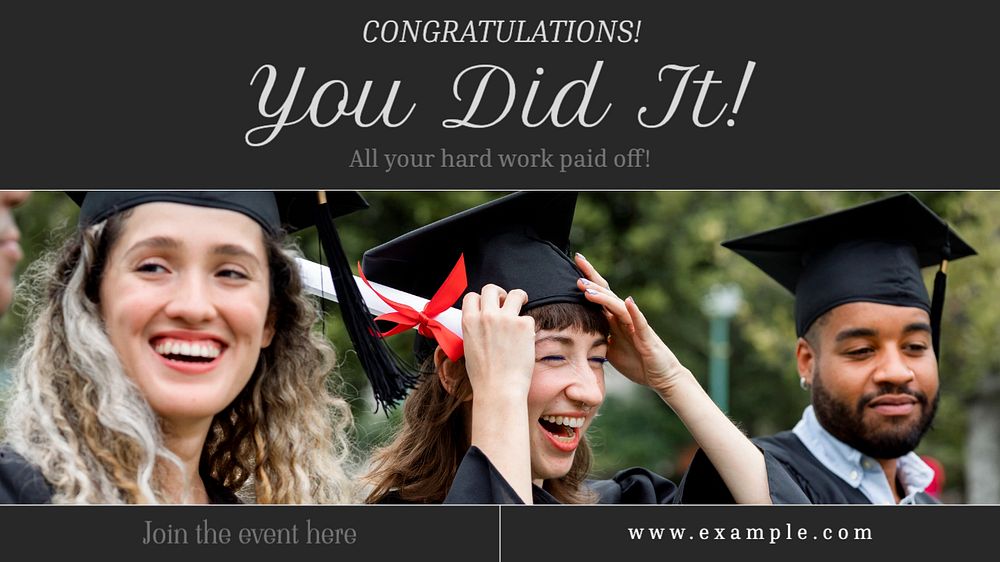 Graduation blog banner template, editable text