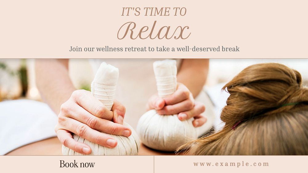 Wellness retreat blog banner template, editable text