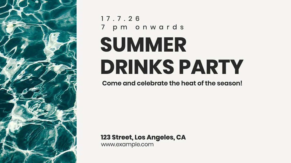 Summer drinks party blog banner template, editable text