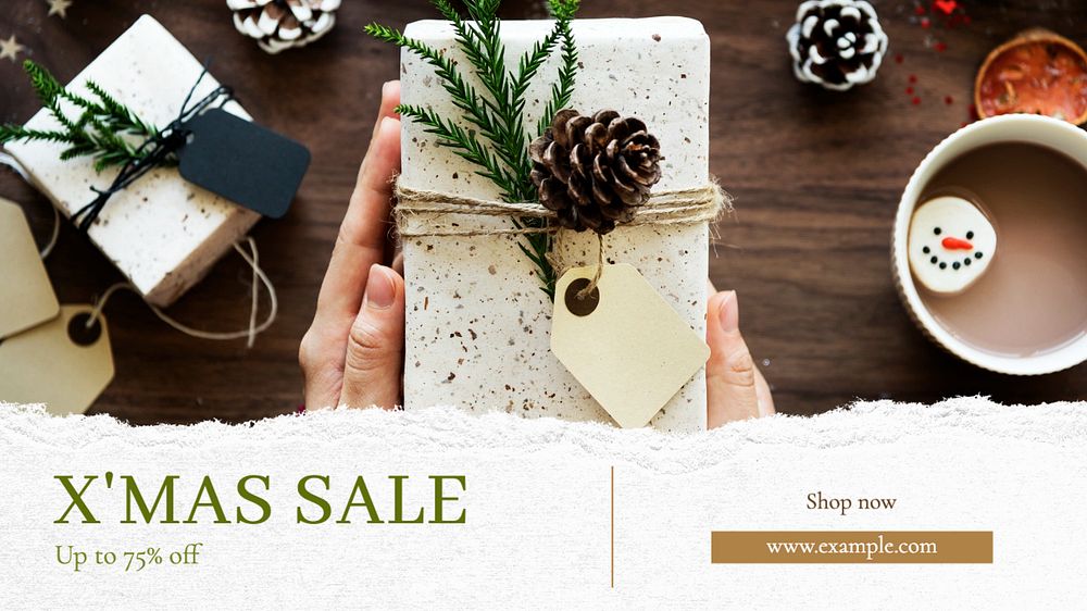 Xmas sale blog banner template, editable text