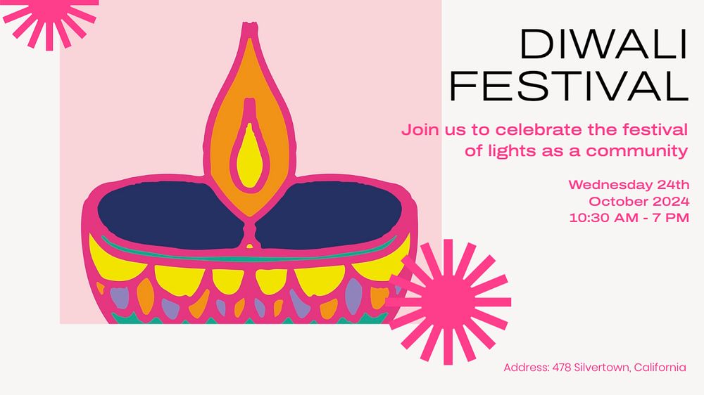 Diwali festival blog banner template, editable text