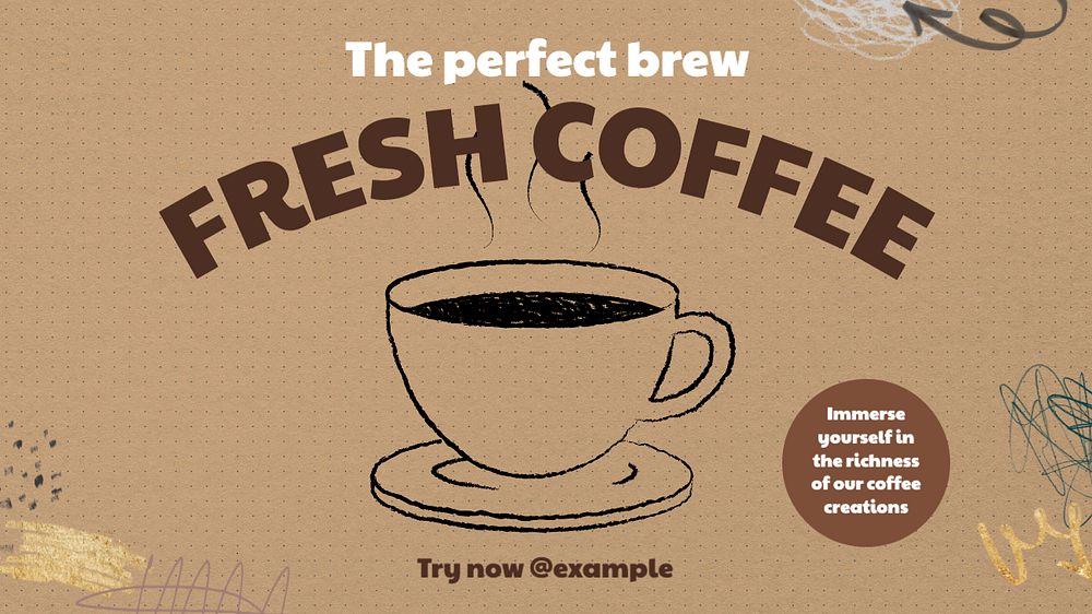 Fresh coffee blog banner template, editable text