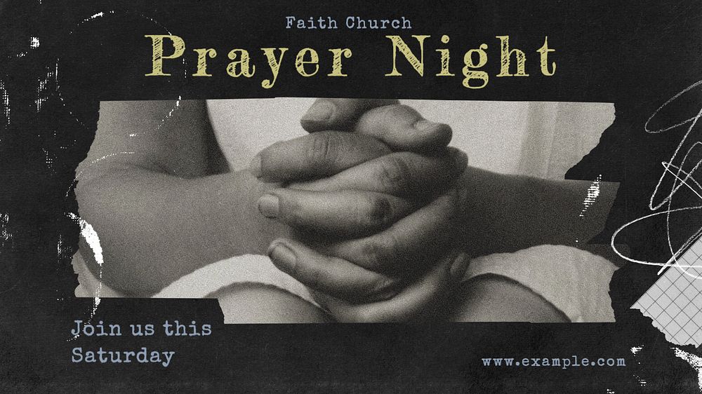 Prayer night blog banner template, editable text