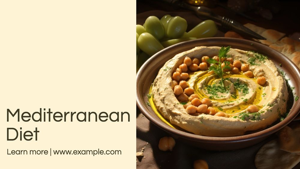 Mediterranean diet blog banner template, editable text