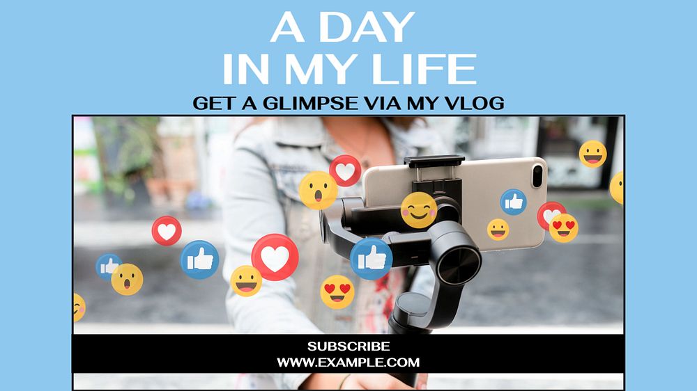 Remote work vlog blog banner template, editable text