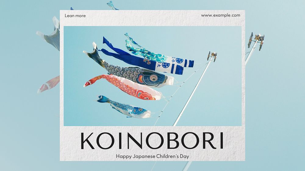 Koinobori, children's day blog banner template, editable text