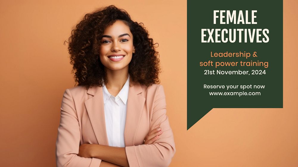 Female executives blog banner template, editable text