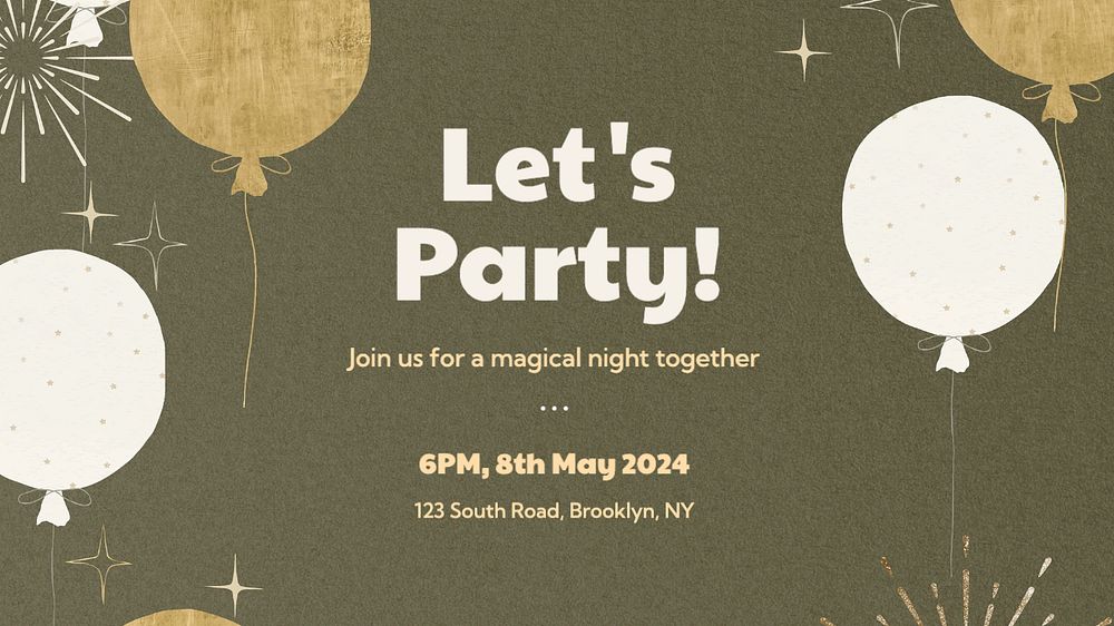 Let's party blog banner template, editable text