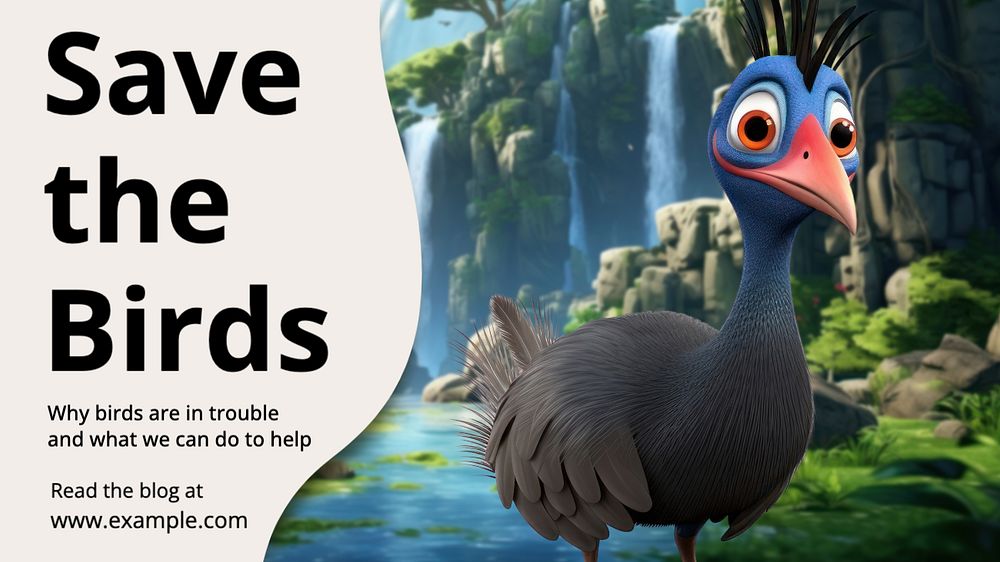 Save the birds blog banner template, editable text